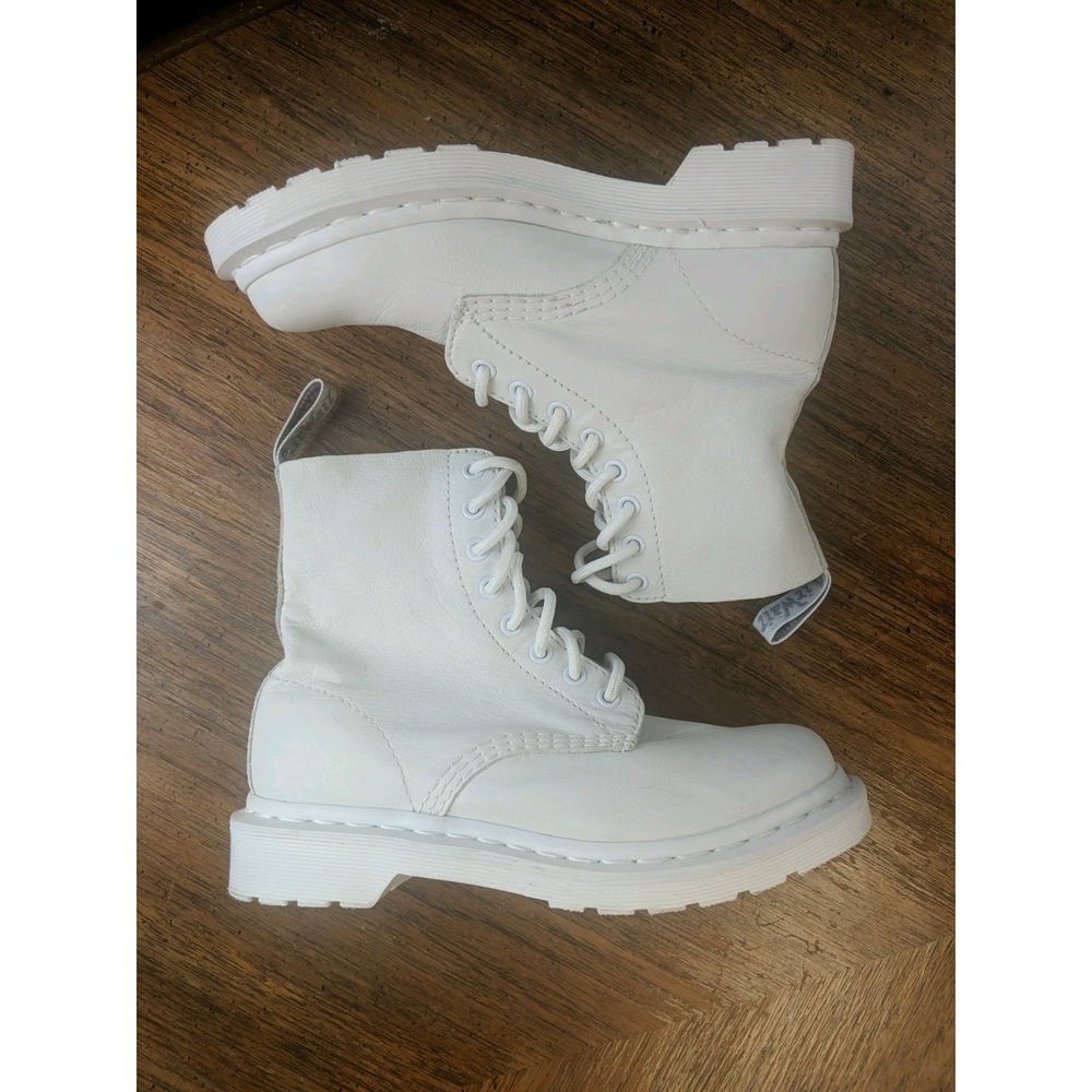 Dr Martens 1460 Pascal MONO All White Leather‎ Boots Size Women-6 Men-4.5